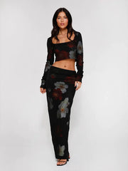 Party Printed Maxi Slim-fit 2 Piece Dress