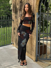 Party Printed Maxi Slim-fit 2 Piece Dress