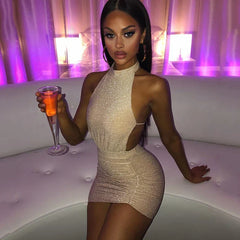 Streamer Pleated Bodycon One Shoulder Summer Nightclub Party Mini Dress