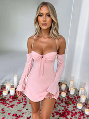 Bodycon Bandage Spaghetti Strap Spring Summer Backless Nightclub Sexy Party Mini Dress