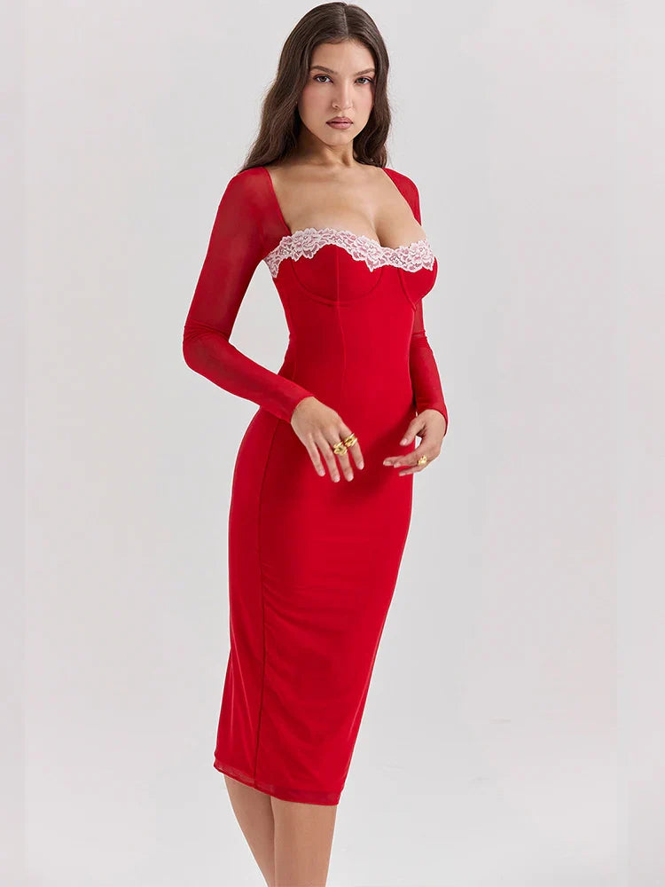 Bodycon Elegant Strapless Autumn Winter Nightclub Sexy Midi Dress