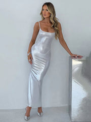 Sparkle Glittar Bodycon Elegant Long Spaghetti Strap Party Maxi Dress
