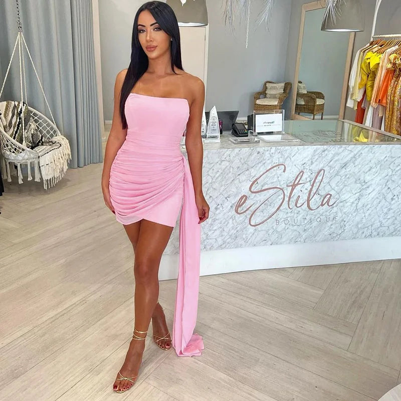 Streamer Mesh Backless Chest Wrap Slim Bodycon Nightclub Party Summer Mini Dress