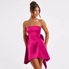 Strapless Bow Summer Short Mini Dress