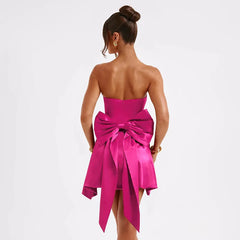 Strapless Bow Summer Short Mini Dress