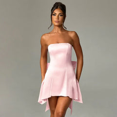 Strapless Bow Summer Short Mini Dress
