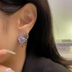Pink Love Heart Vintage Satement Lovey Gifts Fashion Jewelry Earring