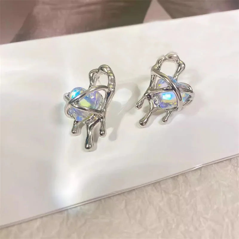 Pink Love Heart Vintage Satement Lovey Gifts Fashion Jewelry Earring
