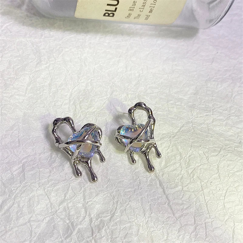 Pink Love Heart Vintage Satement Lovey Gifts Fashion Jewelry Earring