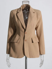 Alluring Single Button Slimming Elegant Blazer