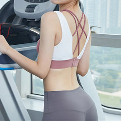Hollow Crop Tops Double Straps Gym Nylon Spandex Active Sports Bra