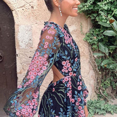 Vintage Backless Long Maxi Dress