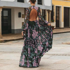 Vintage Backless Long Maxi Dress