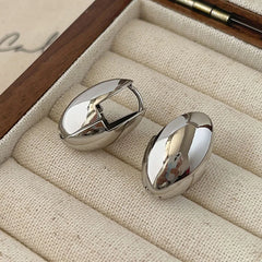 Gold Plated Smooth Metal Hoop Glossy Shiny French Luxury Fashion Statement Jewelry Earring