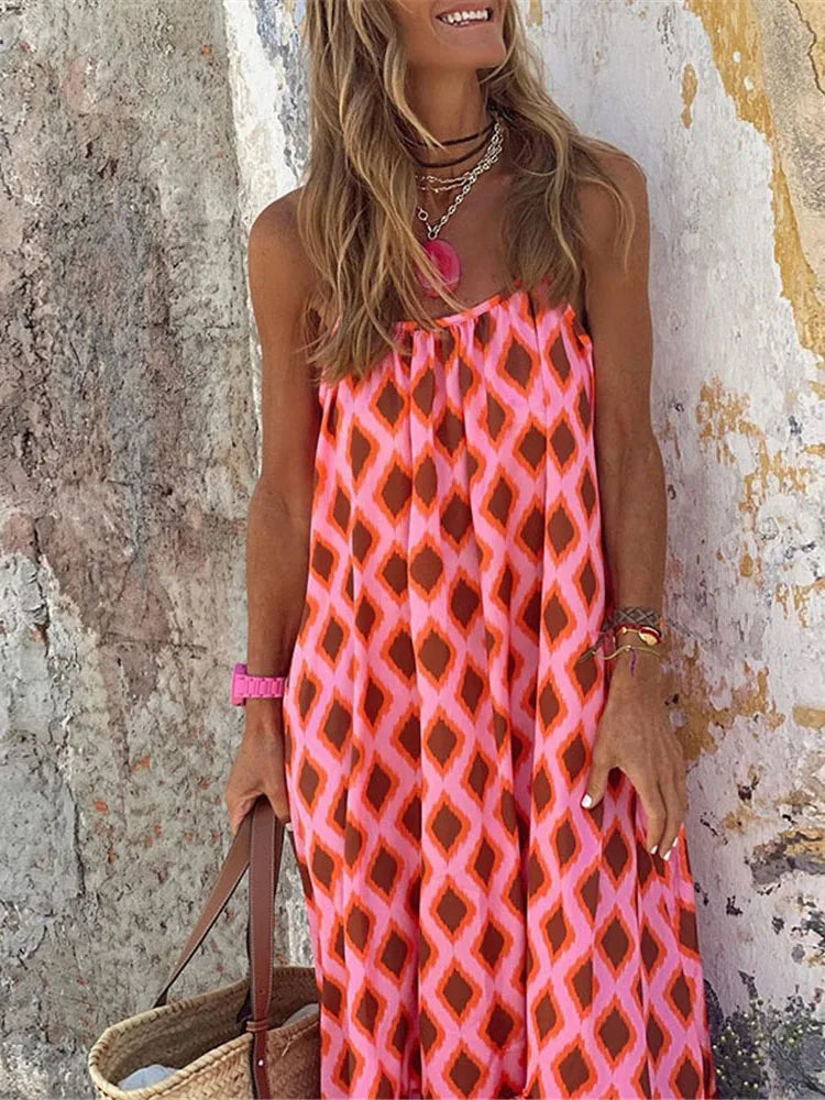 Vintage Summer Sleeveless Sexy Off Shoulder Boho Dress