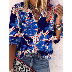Vintage Loose Stamens Print Blouses