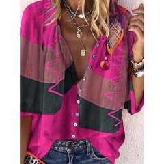 Vintage Loose Stamens Print Blouses