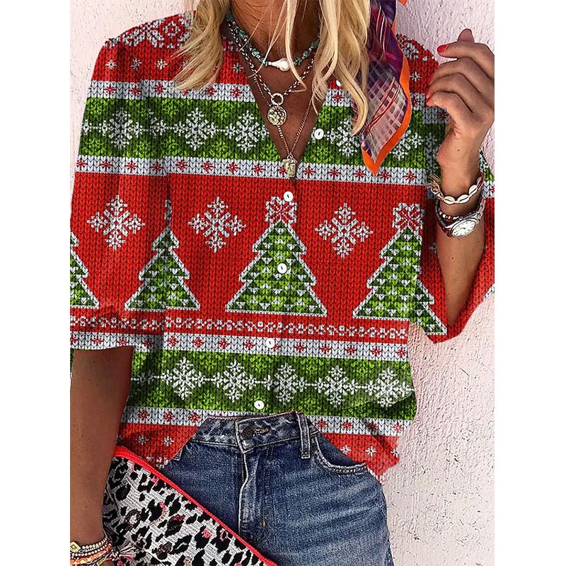 Vintage Loose Stamens Print Blouses