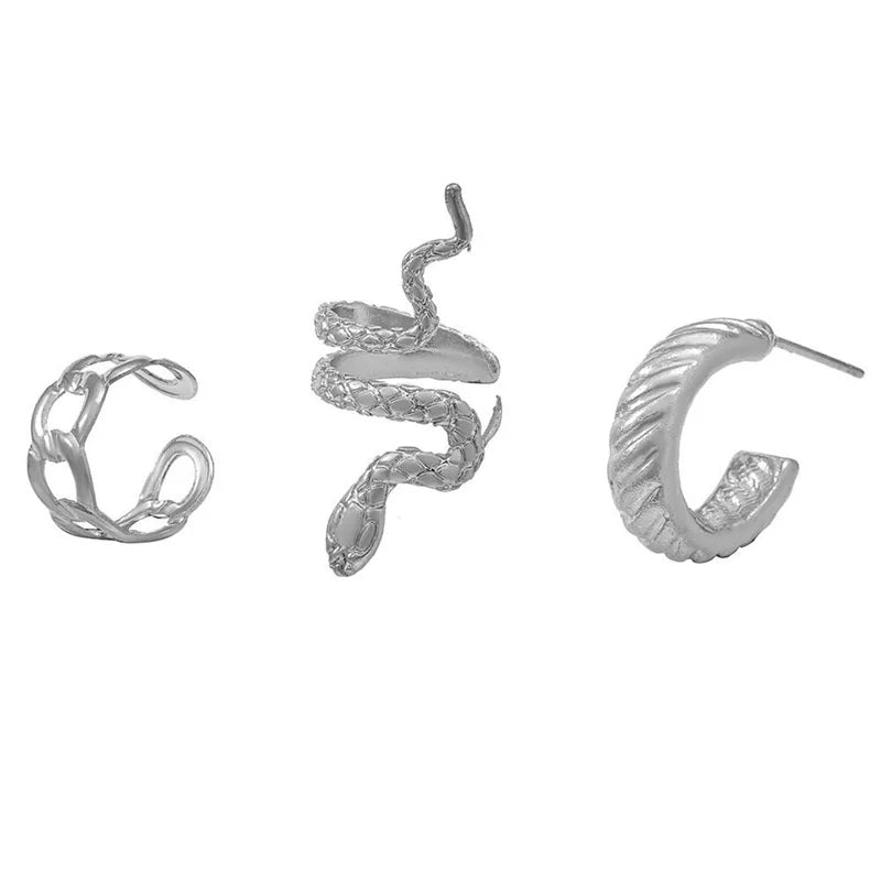 Vintage Snake Charm Round Ear Female Trend Cuffs Earring