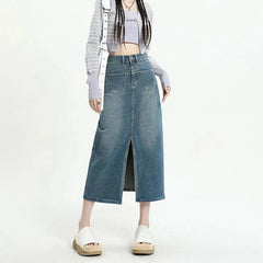 New High Waisted Small Package Hip Half-Body Skirt Jeans