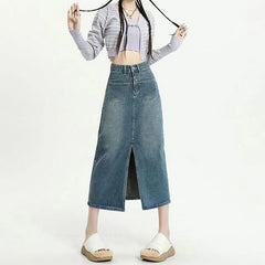 New High Waisted Small Package Hip Half-Body Skirt Jeans