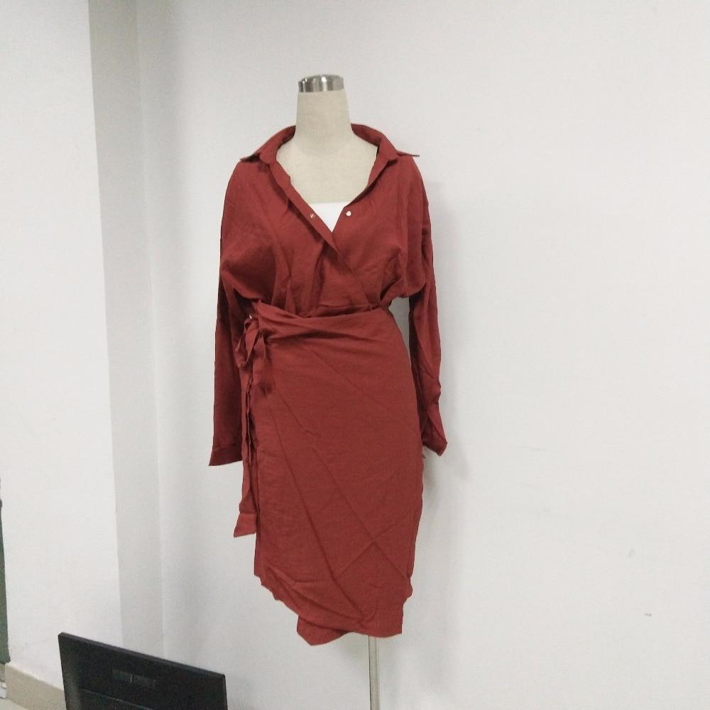 v neck front split tie waist dress