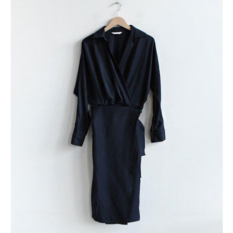 v neck front split tie waist dress