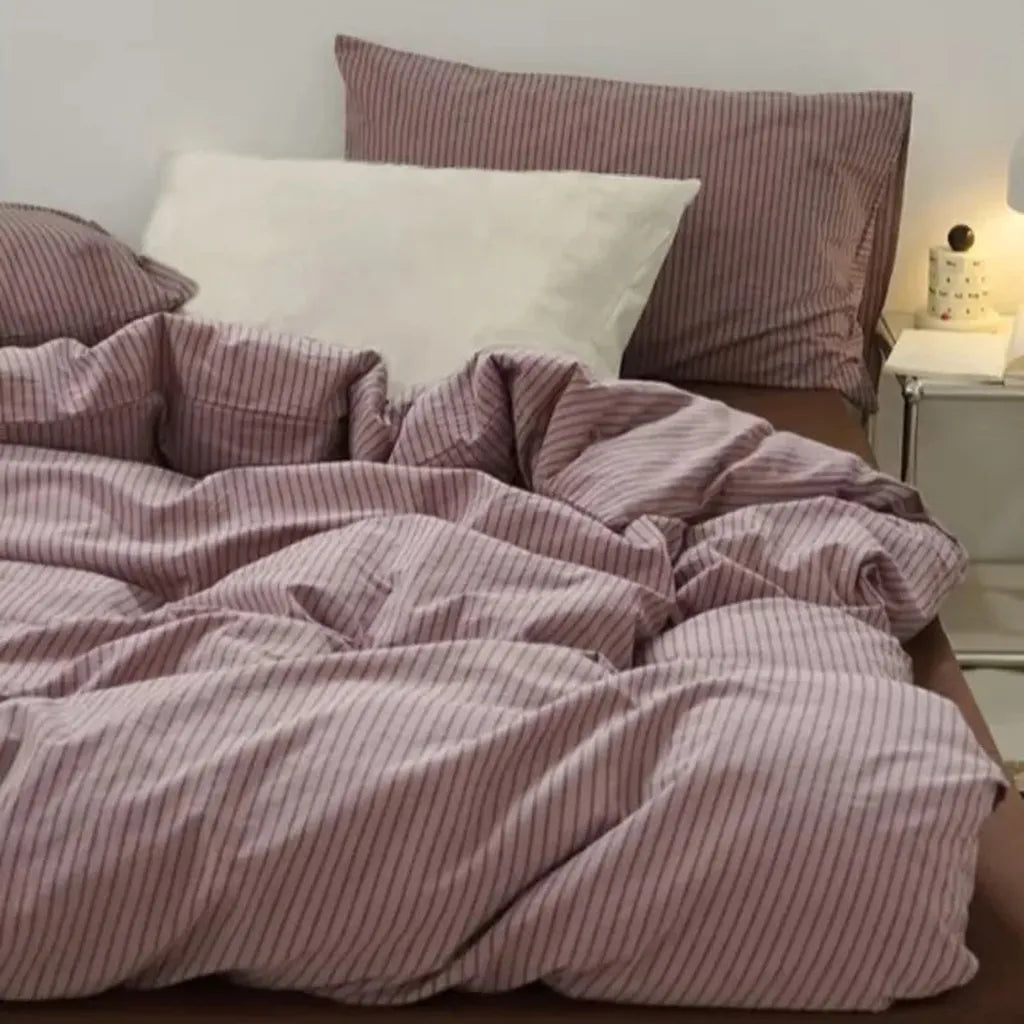 Purple Striped Duvet Cover