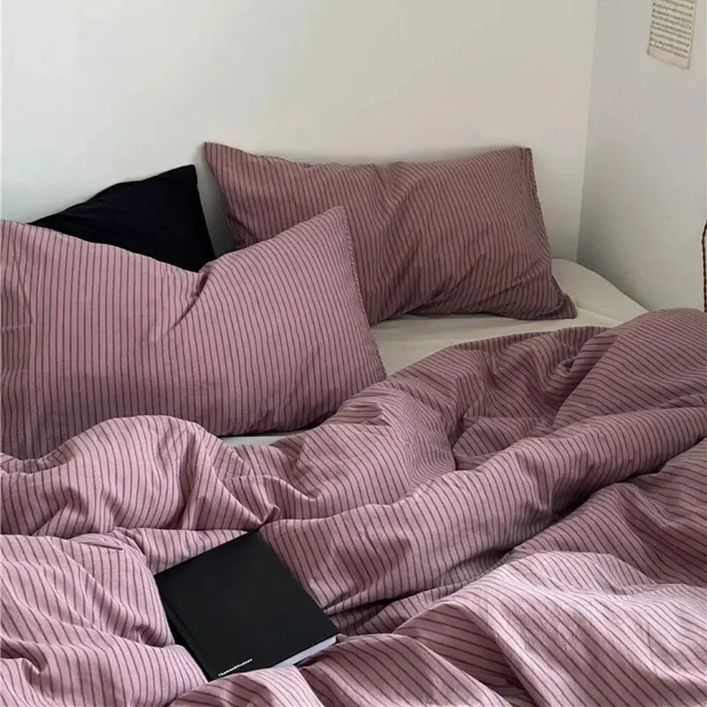 Purple Striped Duvet Cover