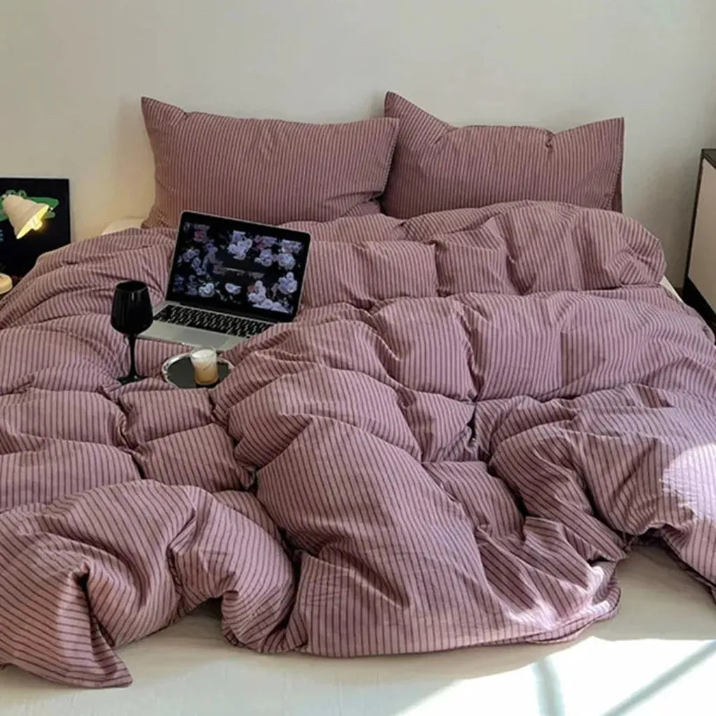 Purple Striped Duvet Cover