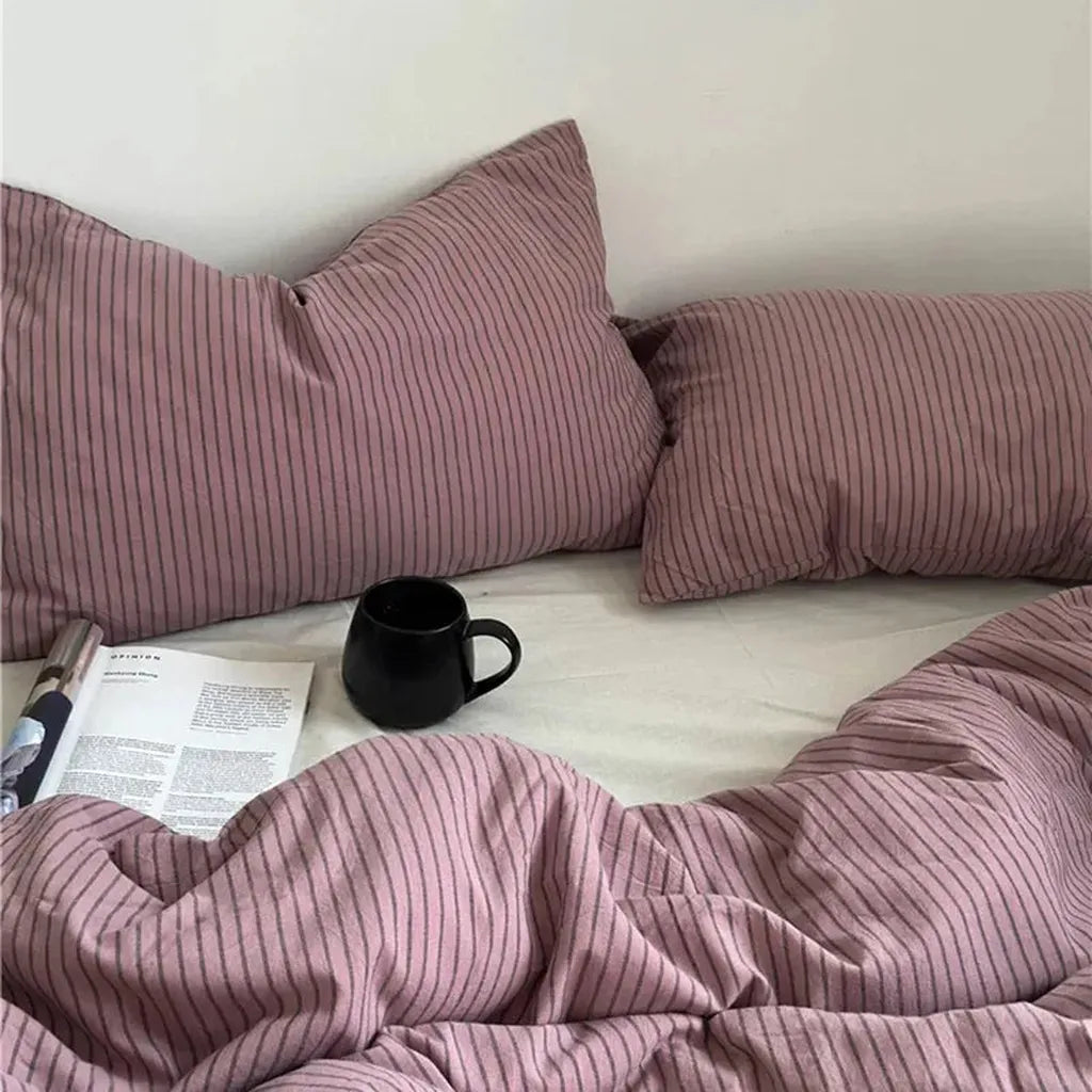 Purple Striped Duvet Cover