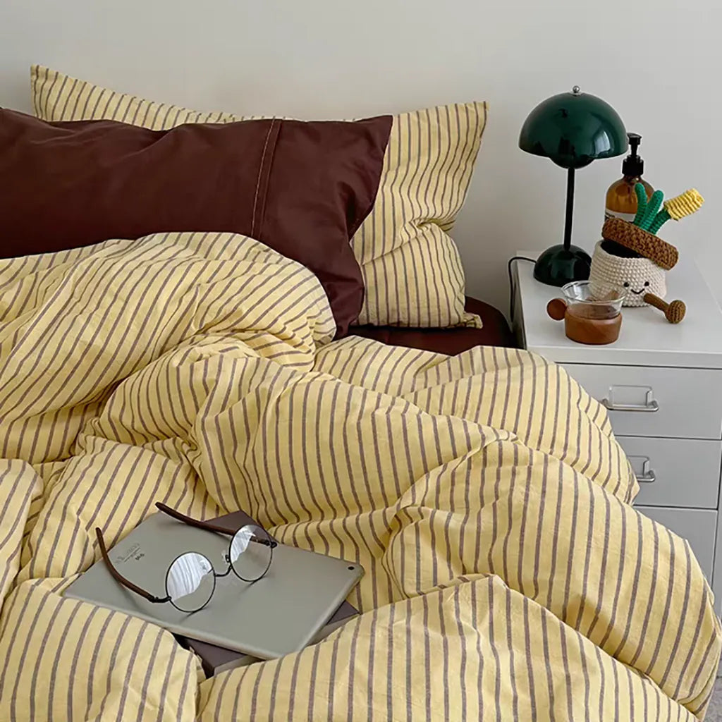 Vintage Striped Duvet Cover Set