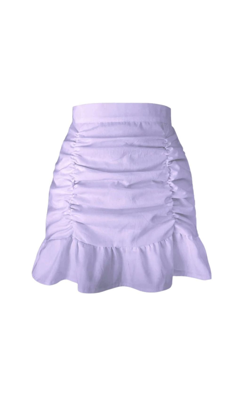 WHITE RUFFLE PLEATED MINI SKIRT