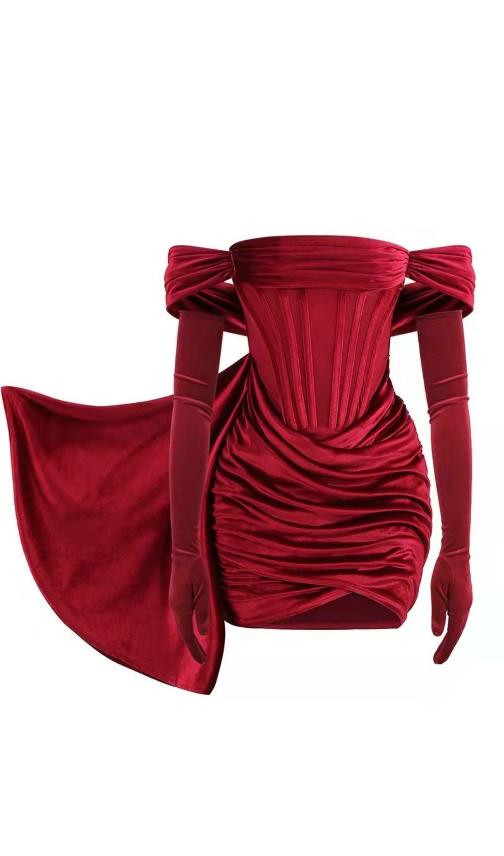 WINE RED VELVET CORSET MINI DRESS