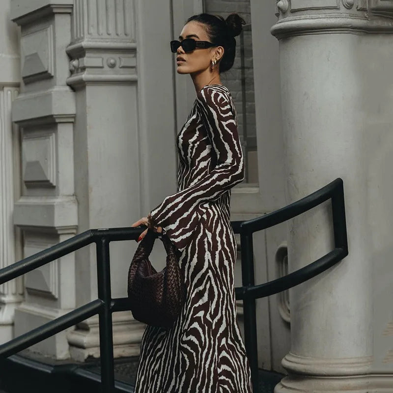See Through Long Sleeves O-Neck Transparent Boho Dress
