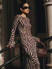 See Through Long Sleeves O-Neck Transparent Boho Dress