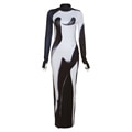 Weird Puss Gradient Maxi Dress Skinny Stretchy Long Sleeve O-Neck Trend Bodycon