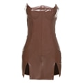 Weird Puss Backless Dress Split Faux Leather Trend Skinny Solid Coquette