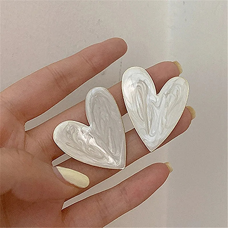 Big Heart Stud Girl Love Drop Glaze Aesthetic Daily Life Minimalist Piercing Earring