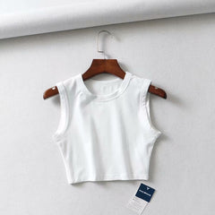 White Cute Short Crop Tops