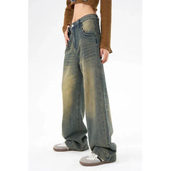 Retro American High-Waisted Drop Streetwear Fashion Denim Jeans