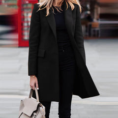Winter Wool Light Weight Thin Jacket Slim Long Sleeve Office Business Wrap Coat