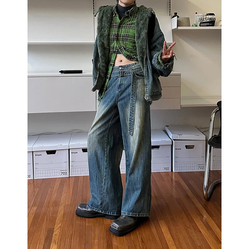 WomenVintage Harajuku High Waist Denim Pants