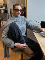 Chic With Scarf Knitted Fashion O Neck Basic Long Sleeves Sweater