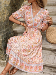 Bohemian Print V-neck HolidayChiffon Dress