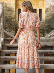 Bohemian Print V-neck HolidayChiffon Dress