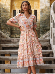 Bohemian Print V-neck HolidayChiffon Dress