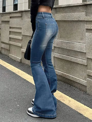 Flare Stretch High Gray Double Button Trouser