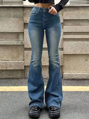 Flare Stretch High Gray Double Button Trouser