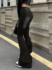 Flare Stretch High Gray Double Button Trouser